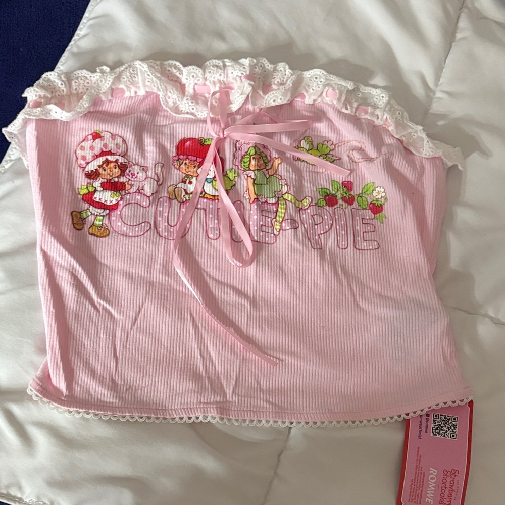 ROMWE Pink Ribbed Tube Top with Lace